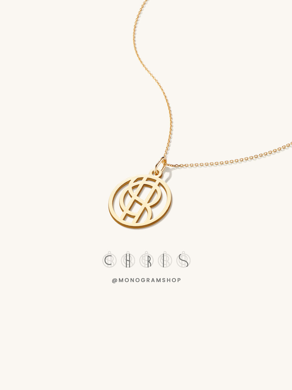18k Gold Monogram Necklace