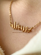 18k Gold Love Mom Ambigram Necklace