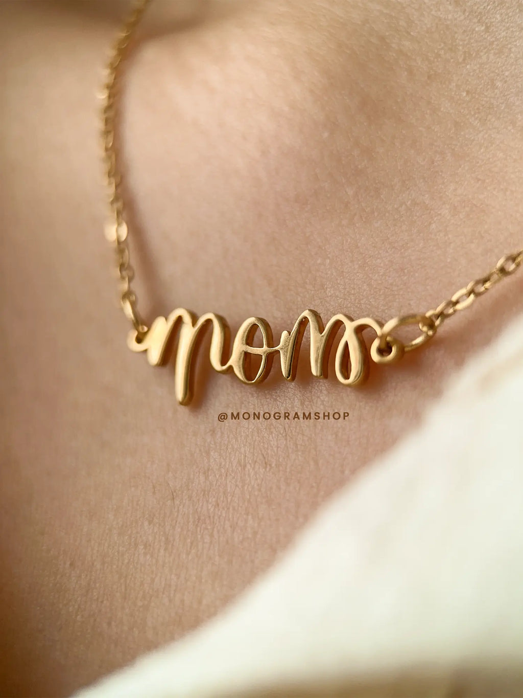 18k Gold Love Mom Ambigram Necklace