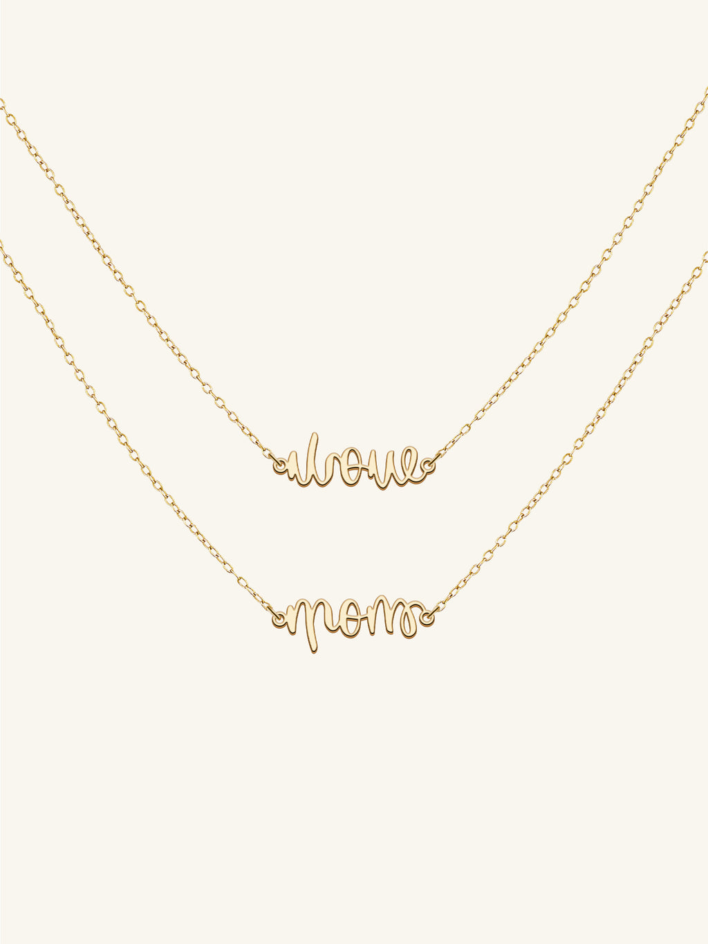 18k Gold Love Mom Ambigram Necklace