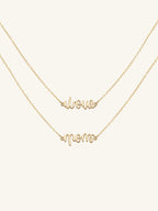 18k Gold Love Mom Ambigram Necklace