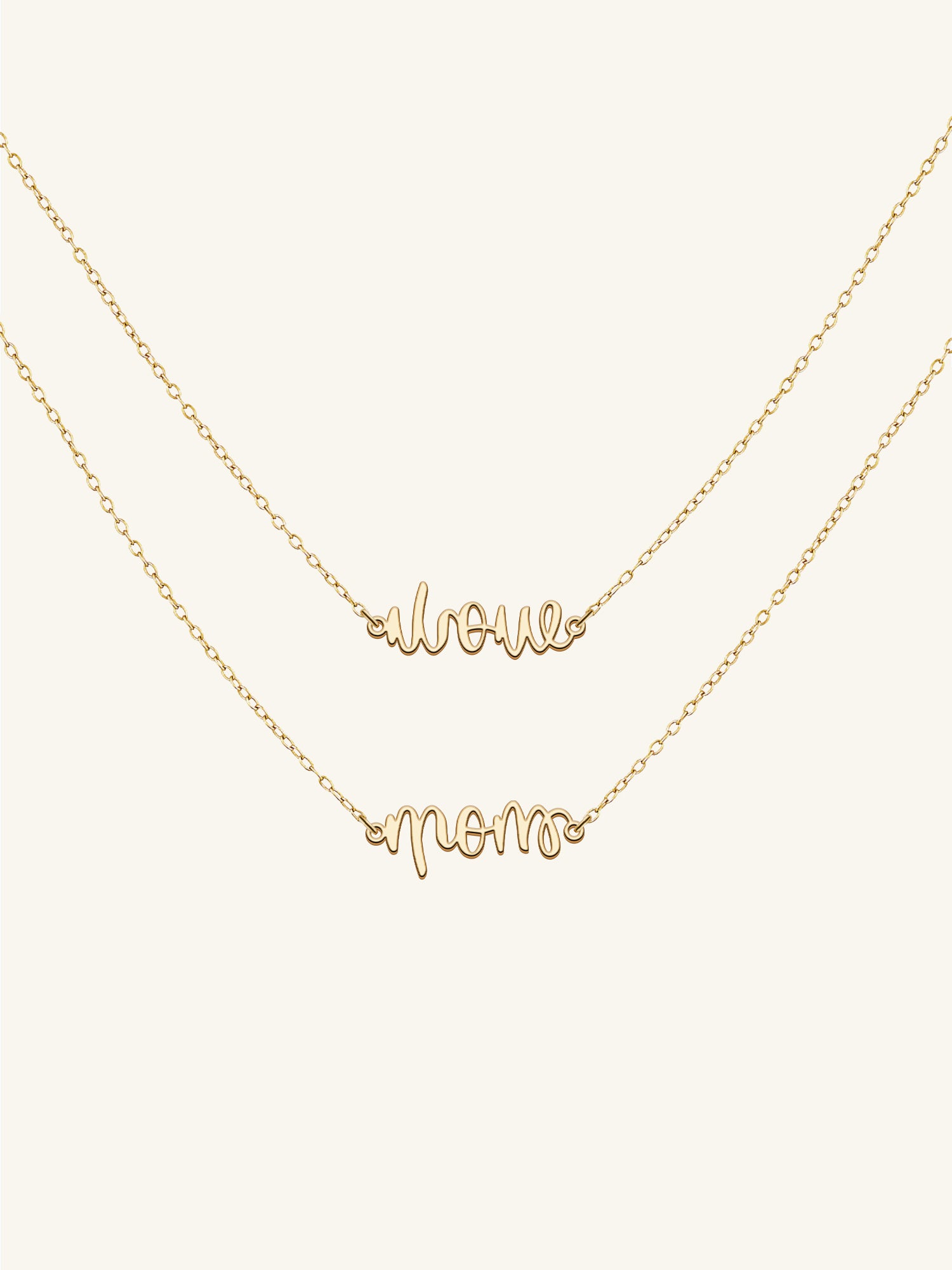 18k Gold Love Mom Ambigram Necklace