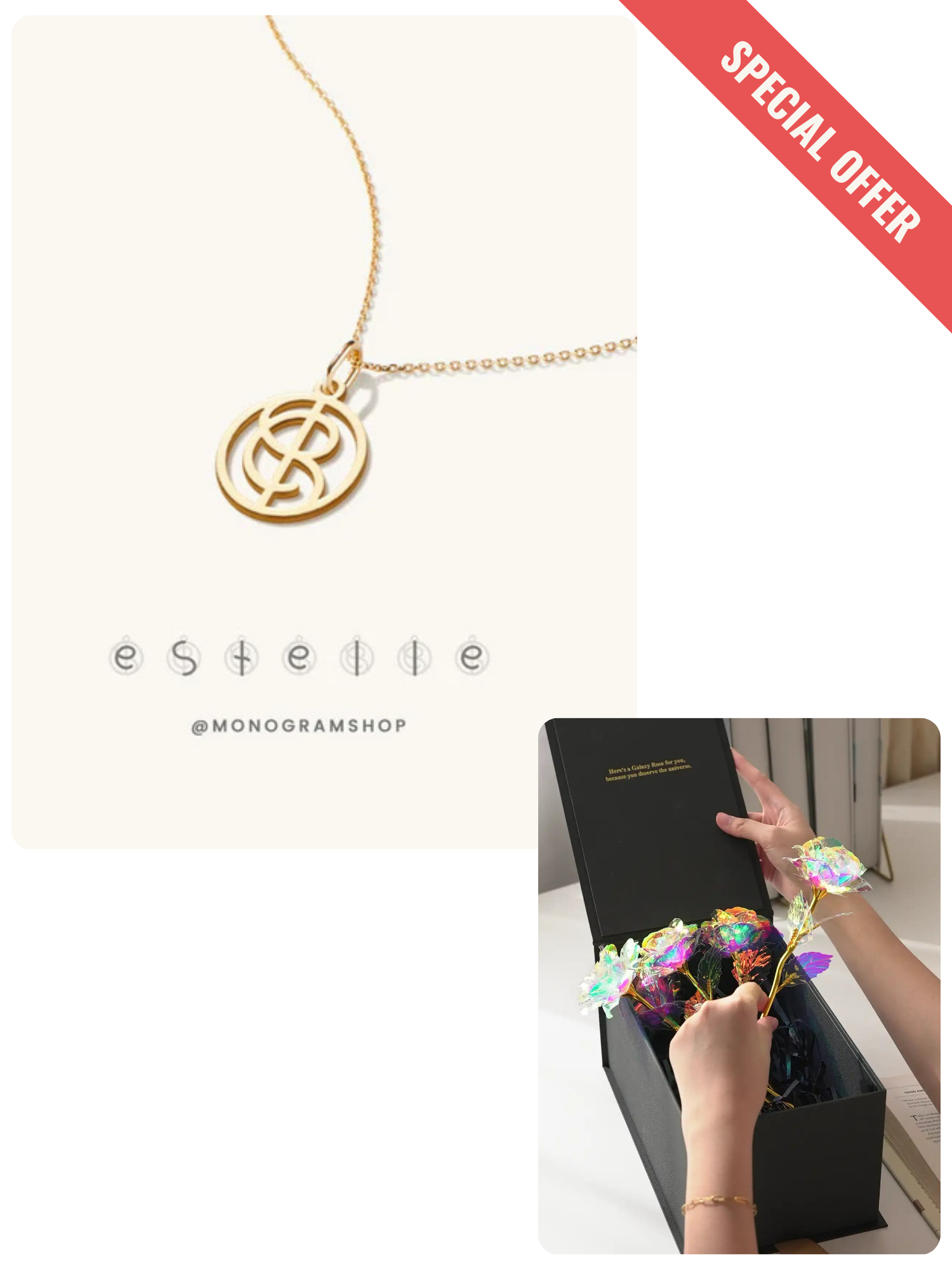 Monogram + 5pcs Galaxy Rose